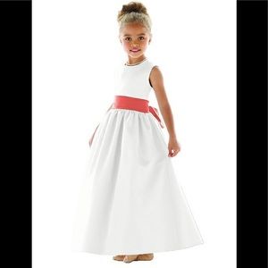 DESSY Style # FL4021. White Flowergirl Dress with Removable Sash